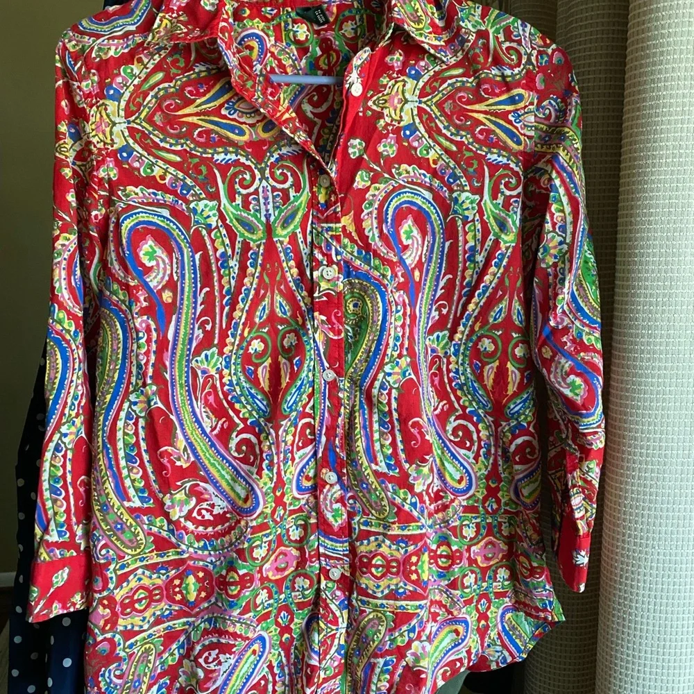 Lauren Ralph Lauren Colorful Button-Down ❤️ - Picture 1 of 3